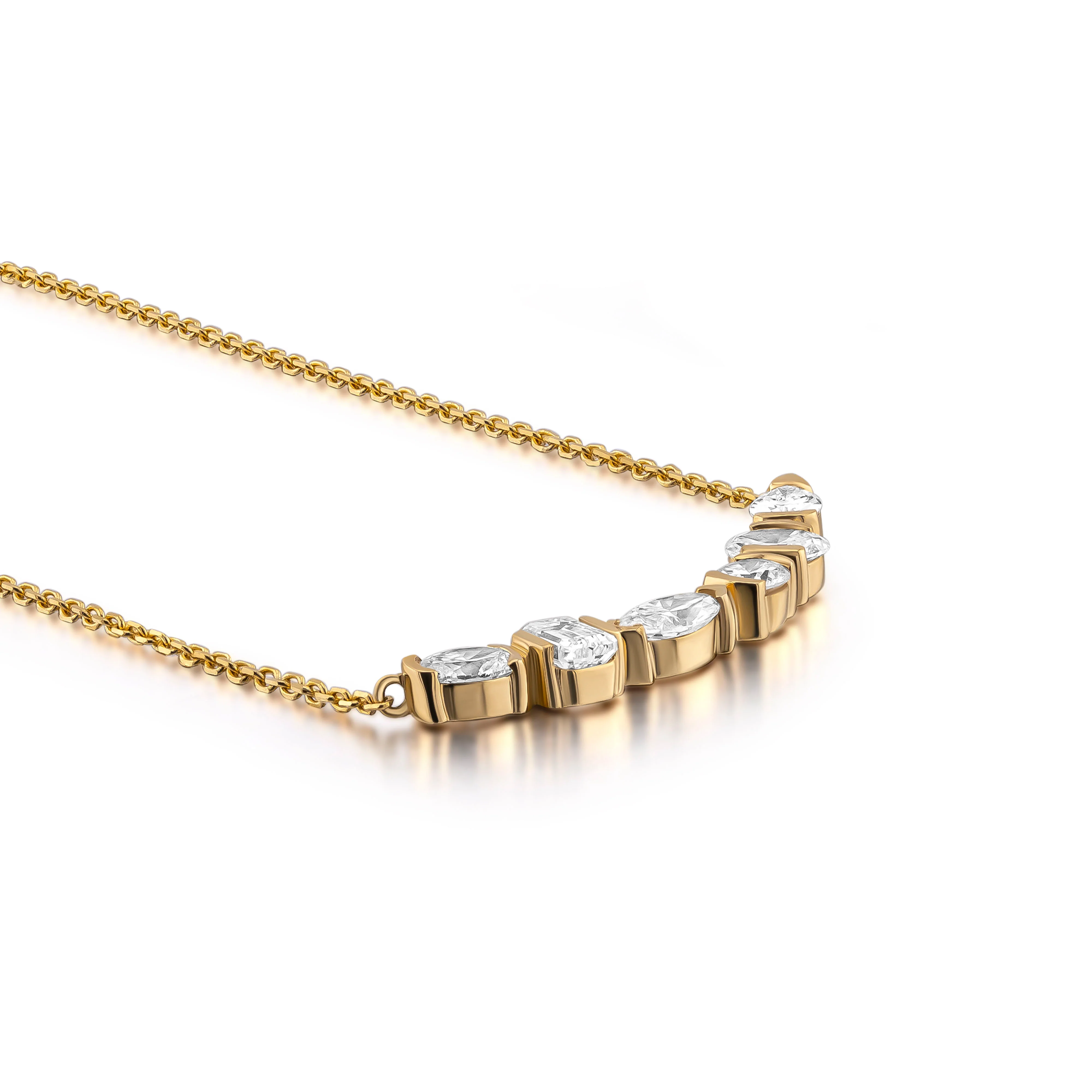 Cascade Multi-Shape Diamond Bar Necklace - Image 3
