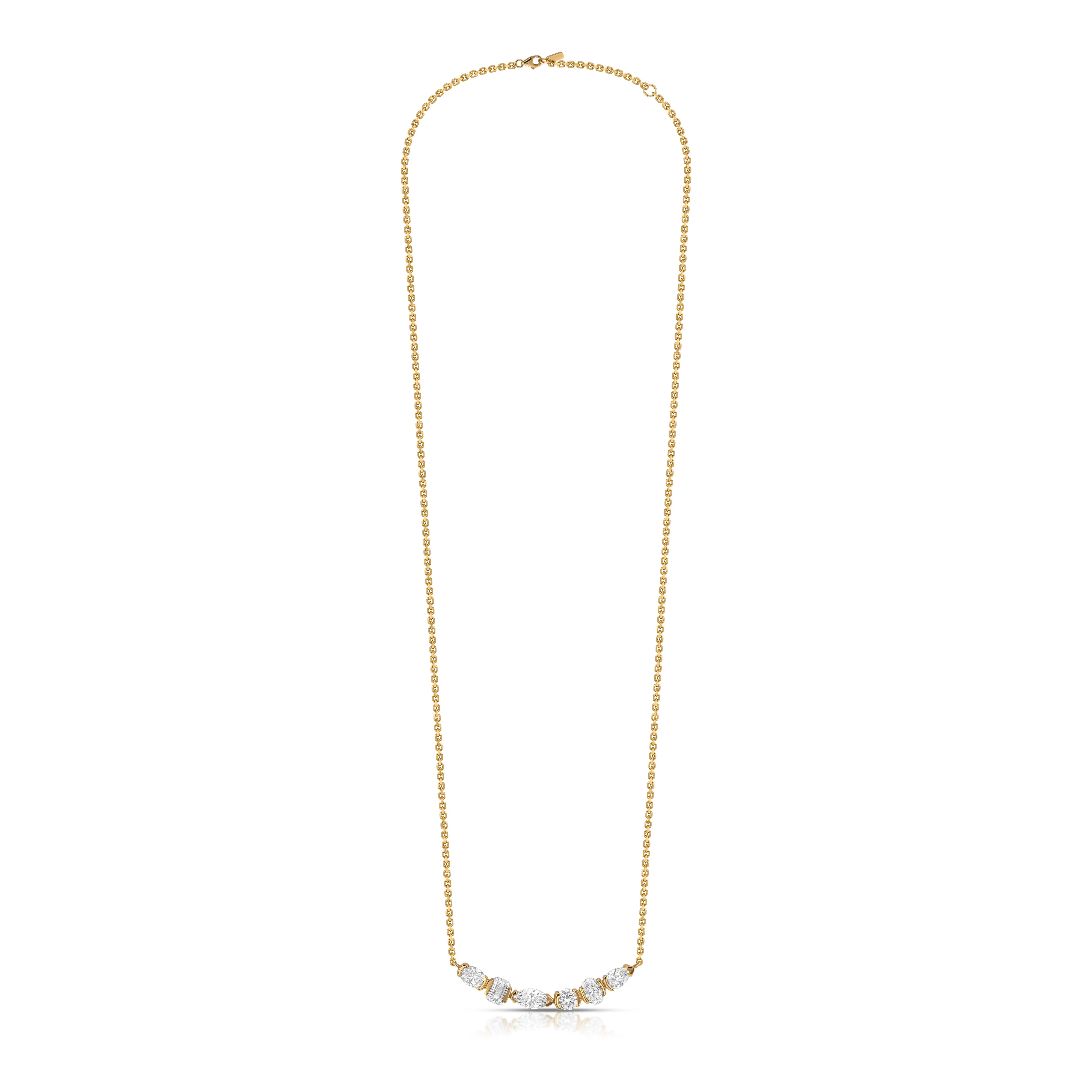 Cascade Multi-Shape Diamond Bar Necklace - Image 4
