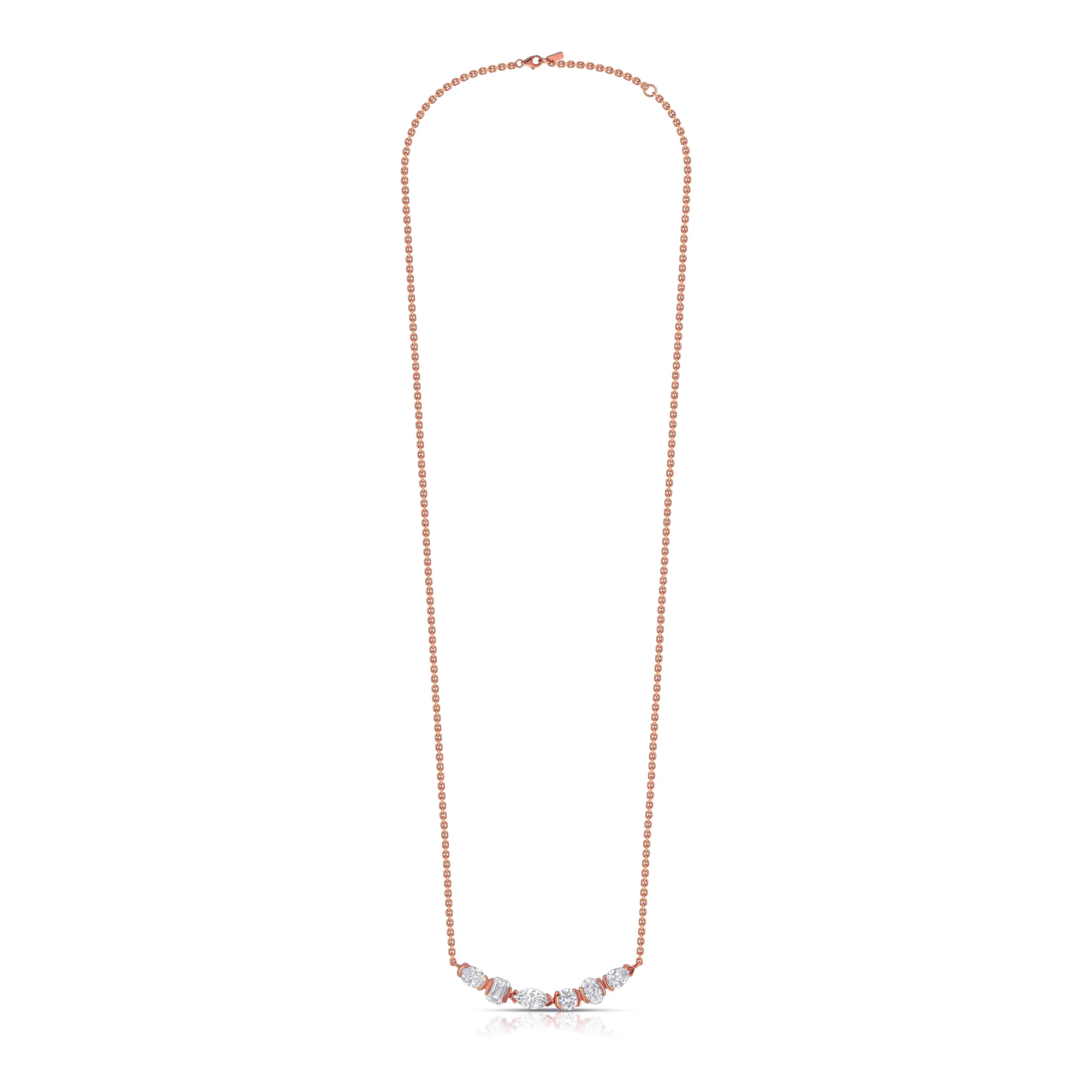 Cascade Multi-Shape Diamond Bar Necklace - Image 6