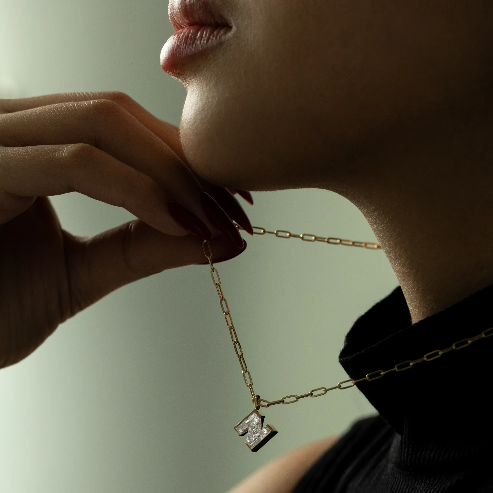 Diamond Initial Necklace - Image 3