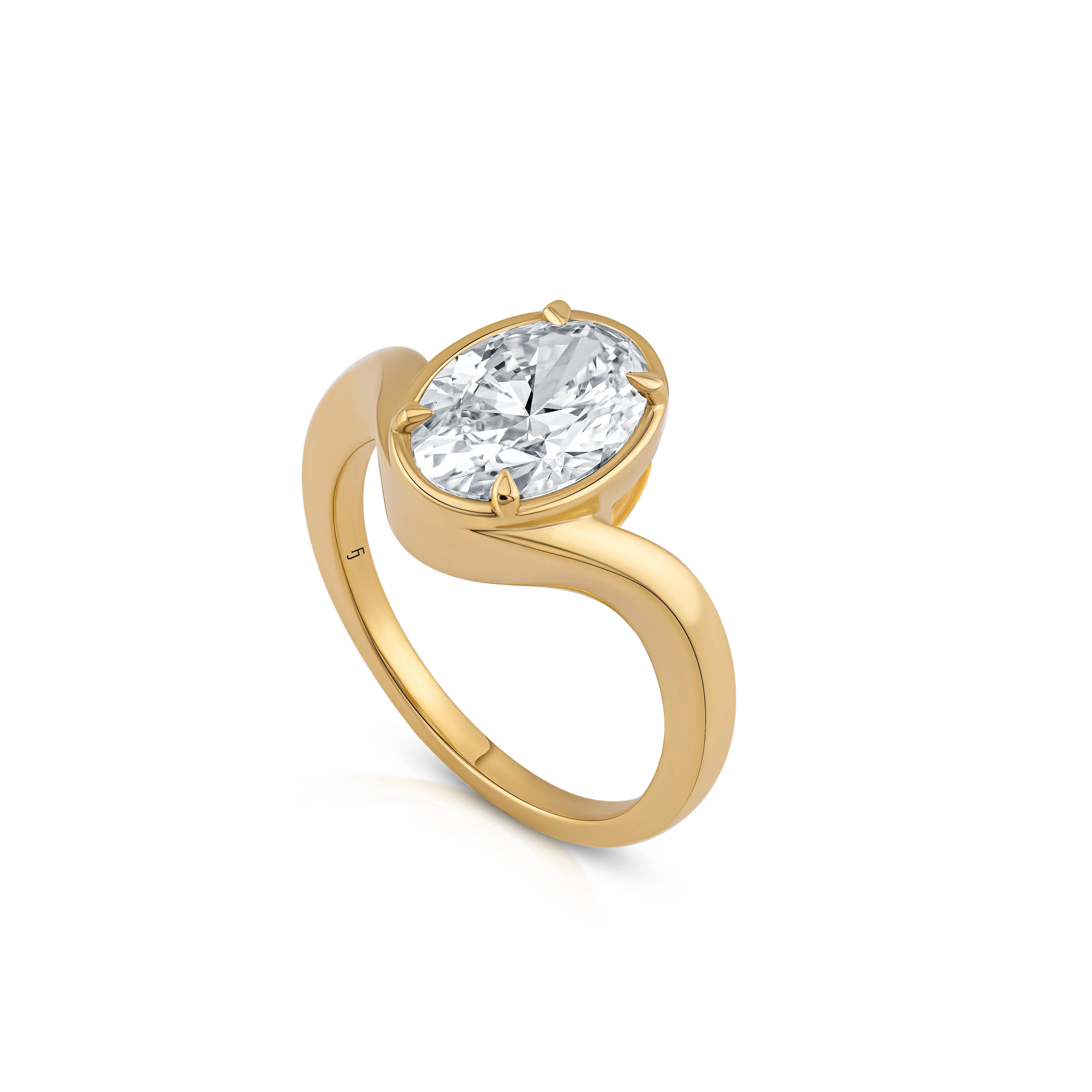 Eliana Engagement Ring - Oval Bezel Set Ring - Image 4