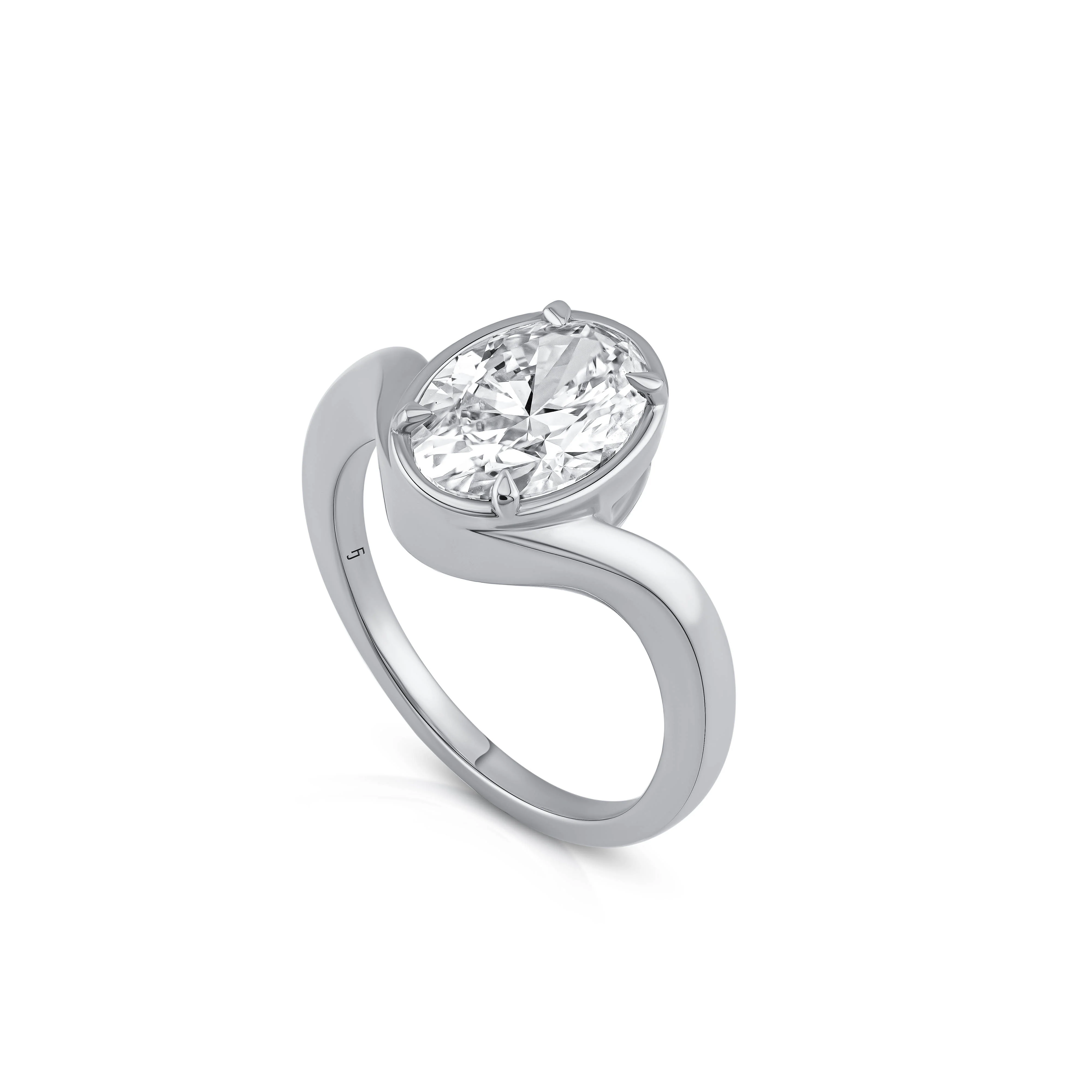 Eliana Engagement Ring - Oval Bezel Set Ring - Image 6