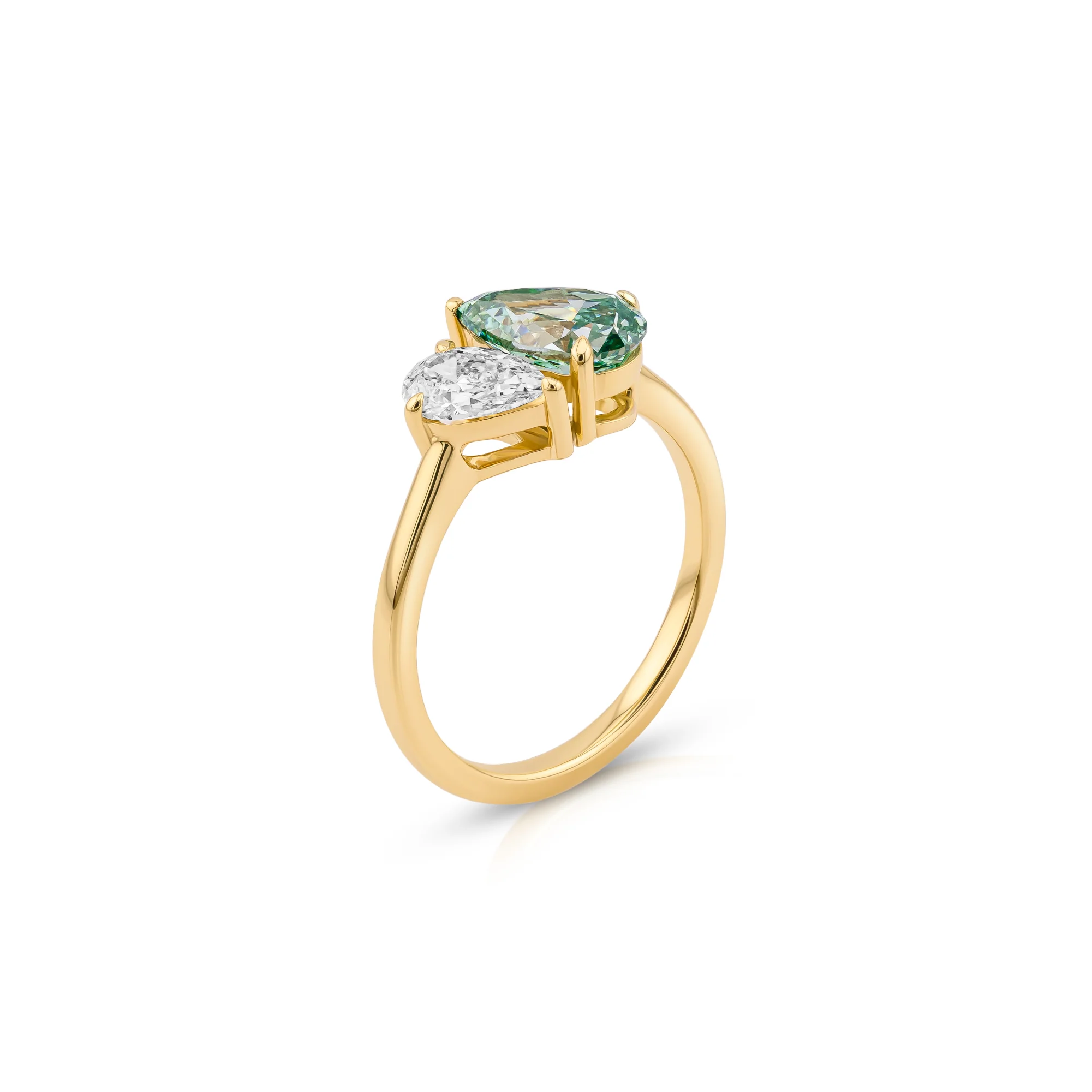 Fancy Vivid Bluish Green Toi et Moi Diamond Ring - Image 4