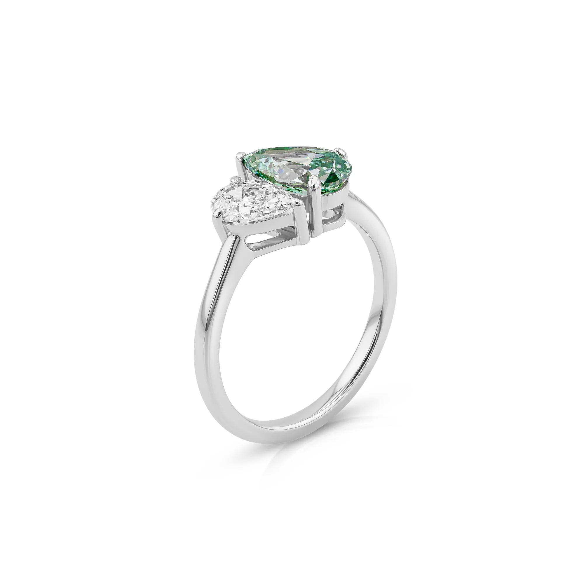 Fancy Vivid Bluish Green Toi et Moi Diamond Ring - Image 5