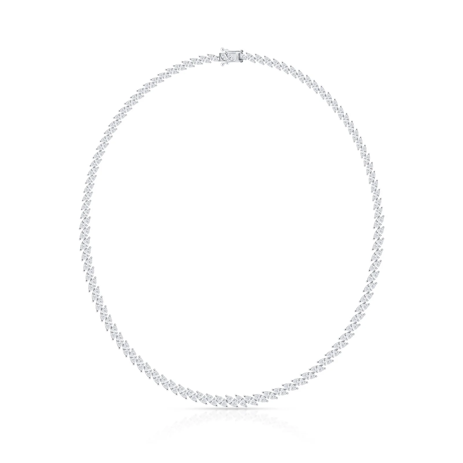 Graduated Marquise Lab Diamond Tennis Necklace (Certified) - Image 3