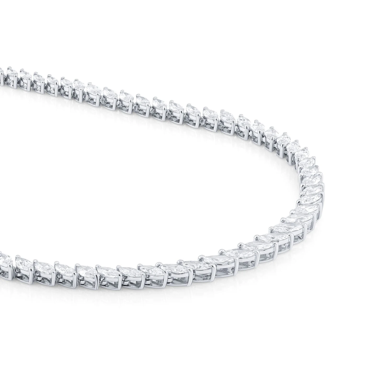 Graduated Marquise Lab Diamond Tennis Necklace (Certified) - Image 4