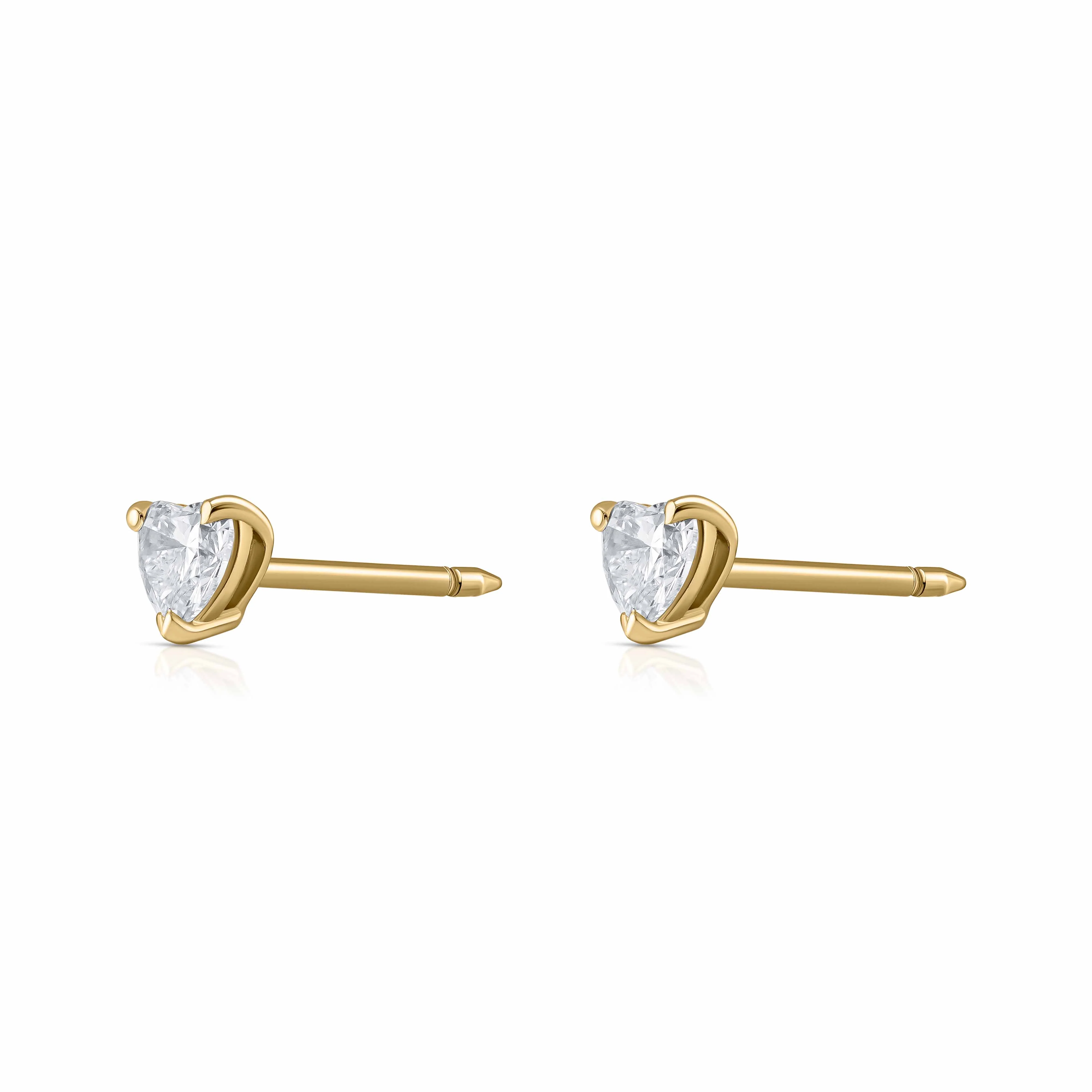 Heart Shape Diamond Stud Earrings - Image 3