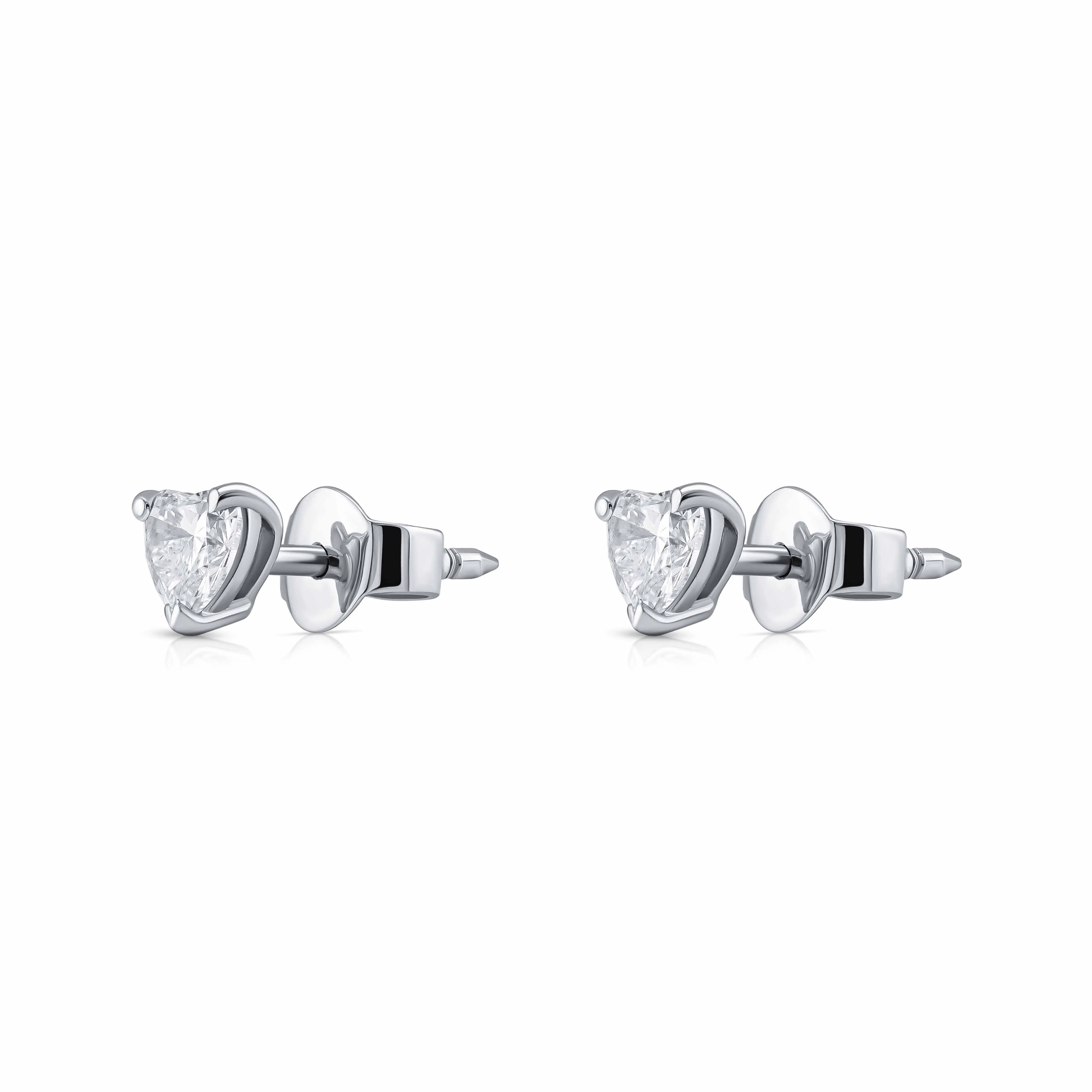 Heart Shape Diamond Stud Earrings - Image 4
