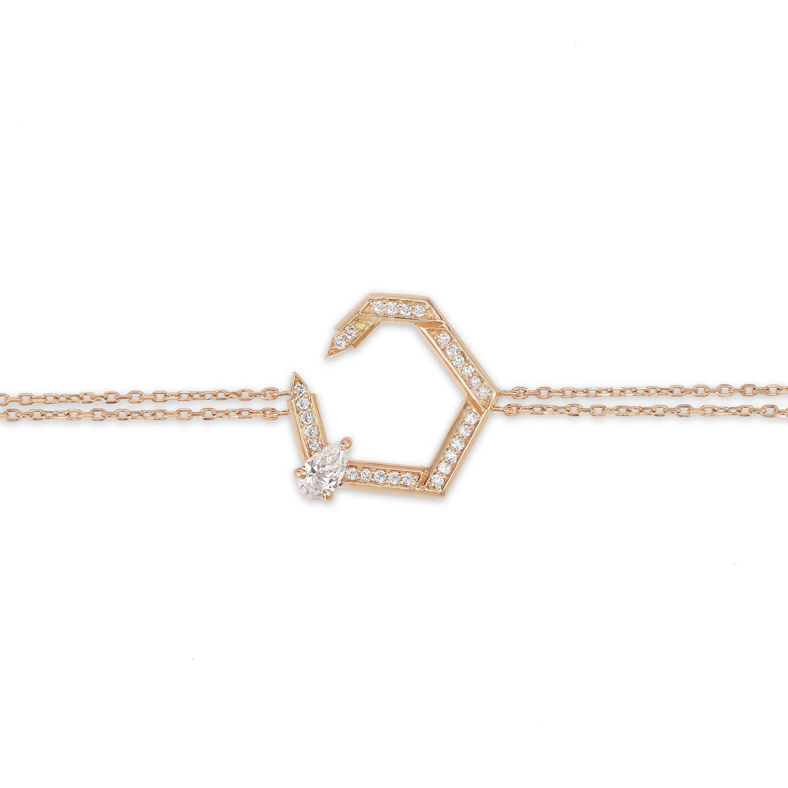 Hexad Diamond Bracelet with Double Chain - Image 4