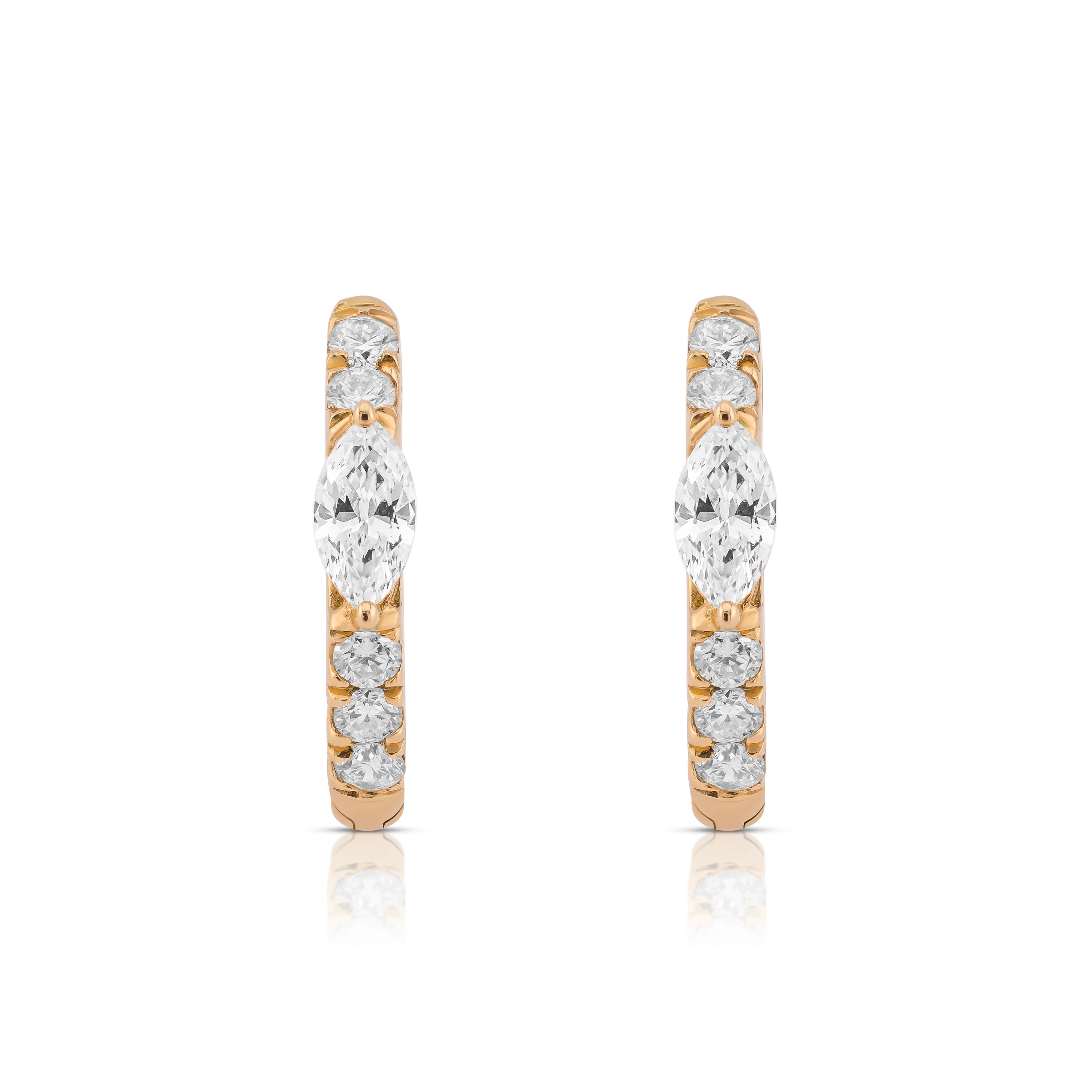 Luna Marquise Diamond Huggies - Image 2