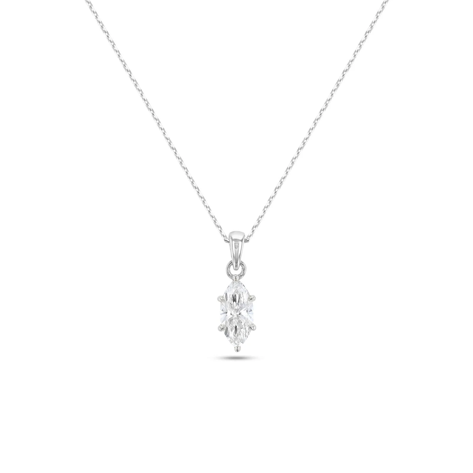 Marquise Diamond Solitaire Necklace (Certified) - Image 4