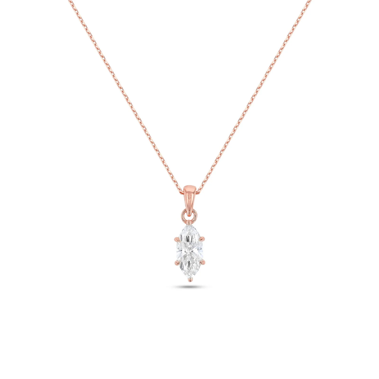 Marquise Diamond Solitaire Necklace (Certified) - Image 5