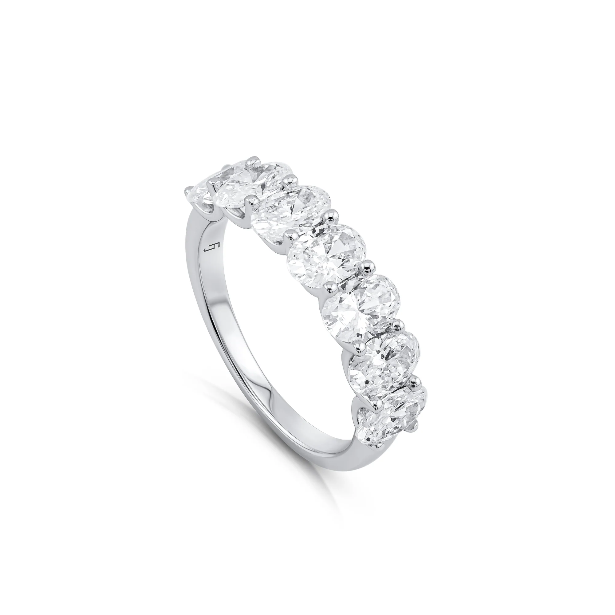 Oval Diamond Half Eternity Ring in U-Prong Setting (Certified) - Image 3