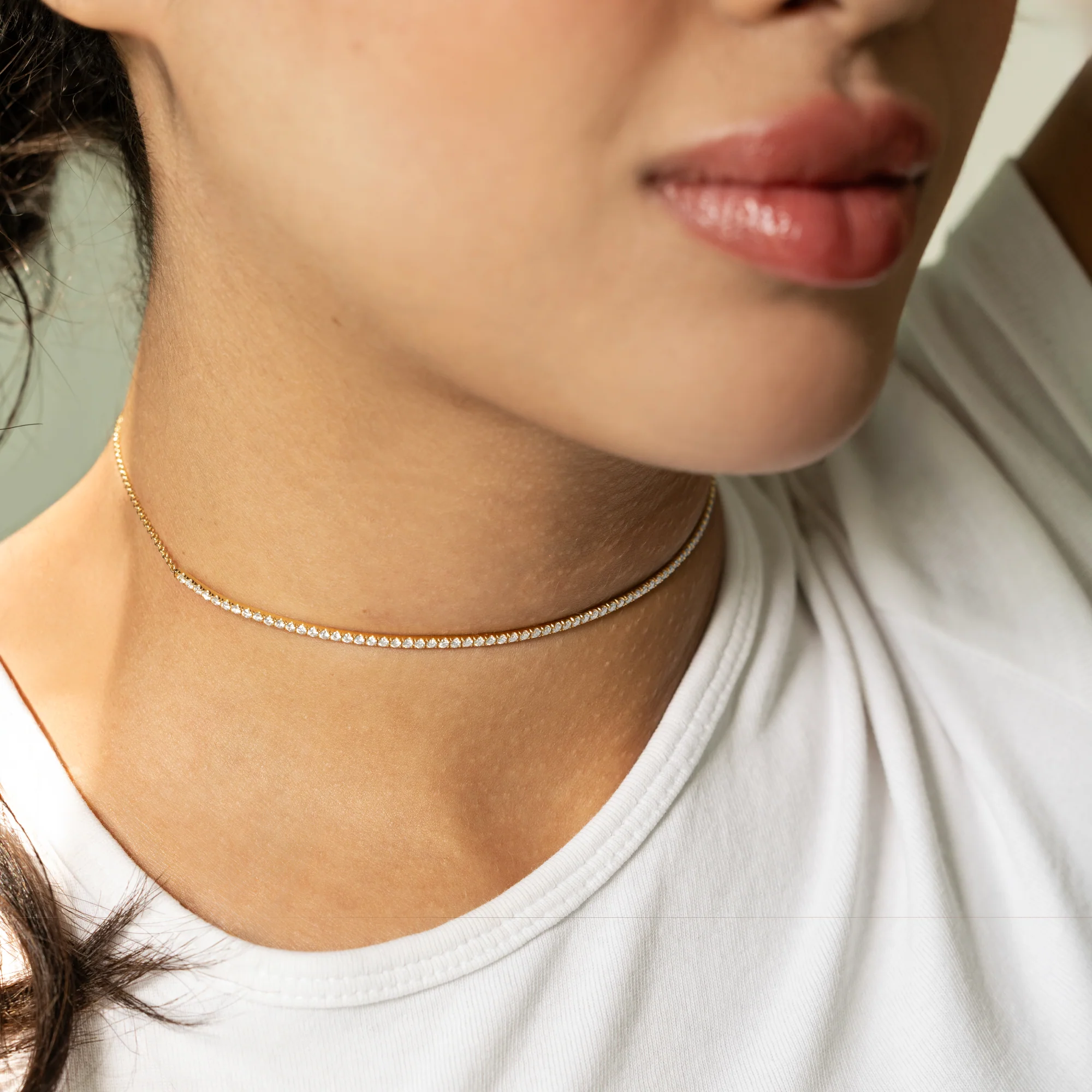 Pavé Half Tennis Diamond Bar Choker - Image 2