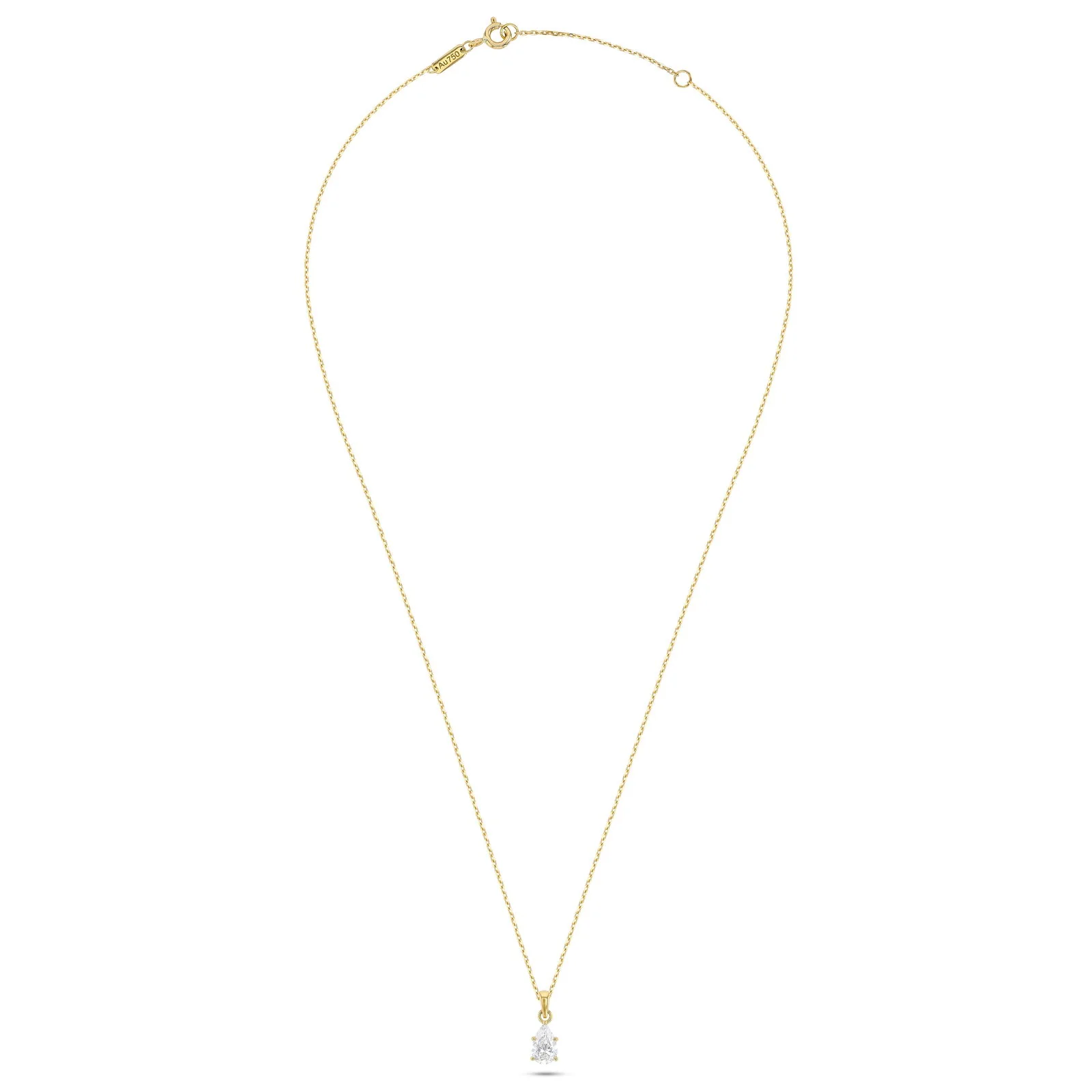Pear Shape Diamond Solitaire Necklace (Certified) - Image 3