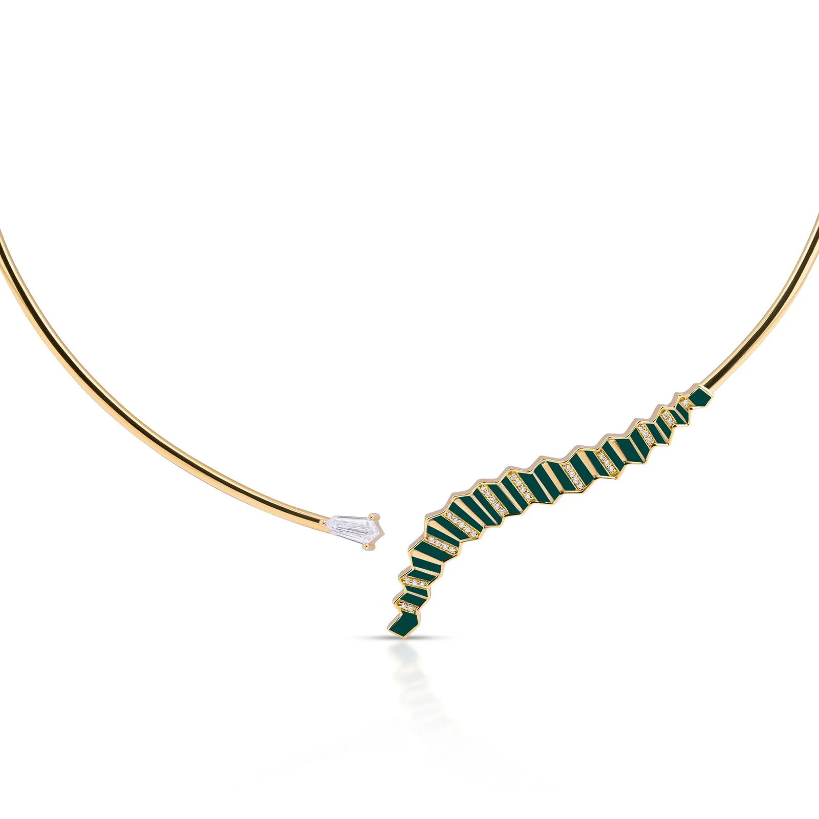Pleated Eva Diamond Gold Choker - Image 3