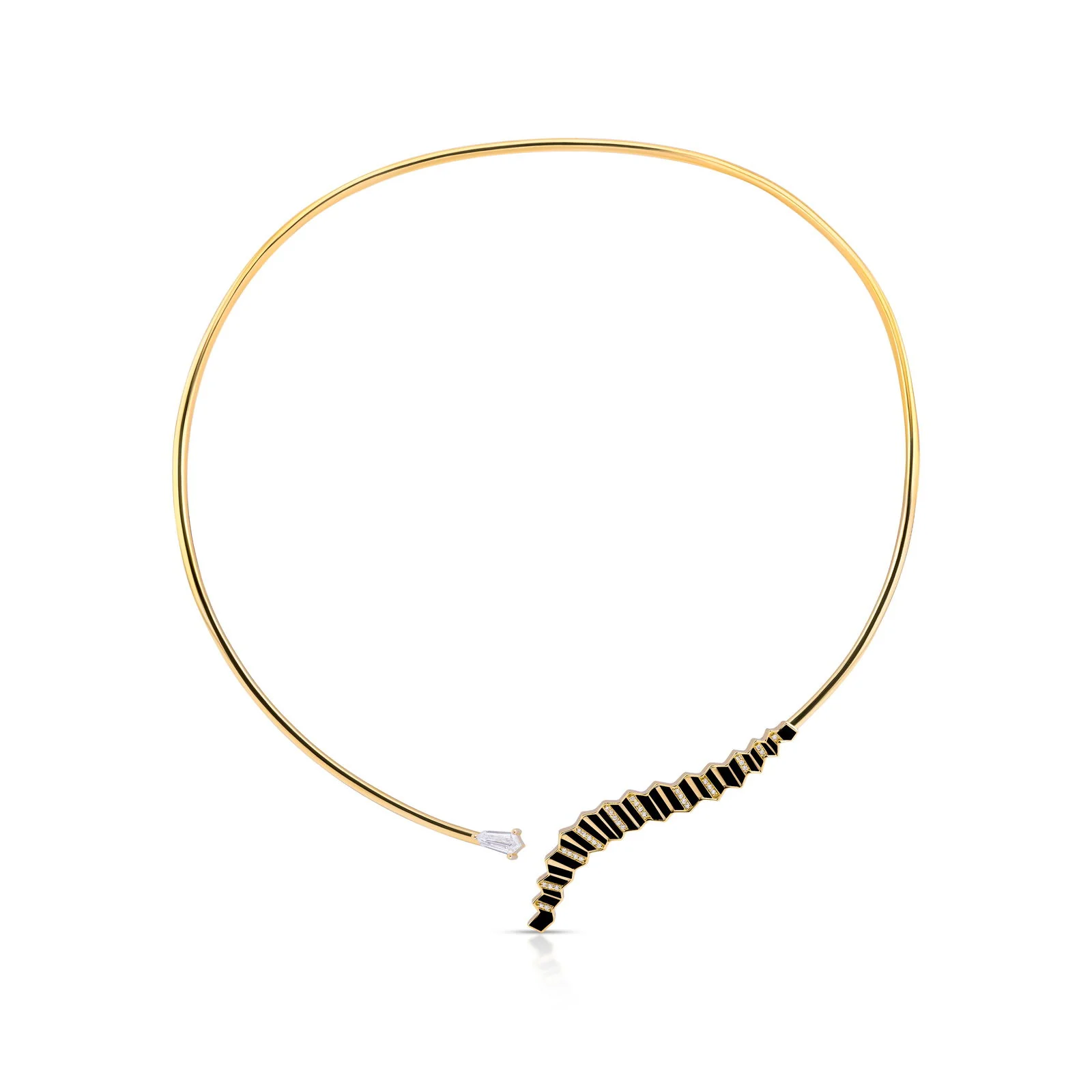Pleated Eva Diamond Gold Choker - Image 4