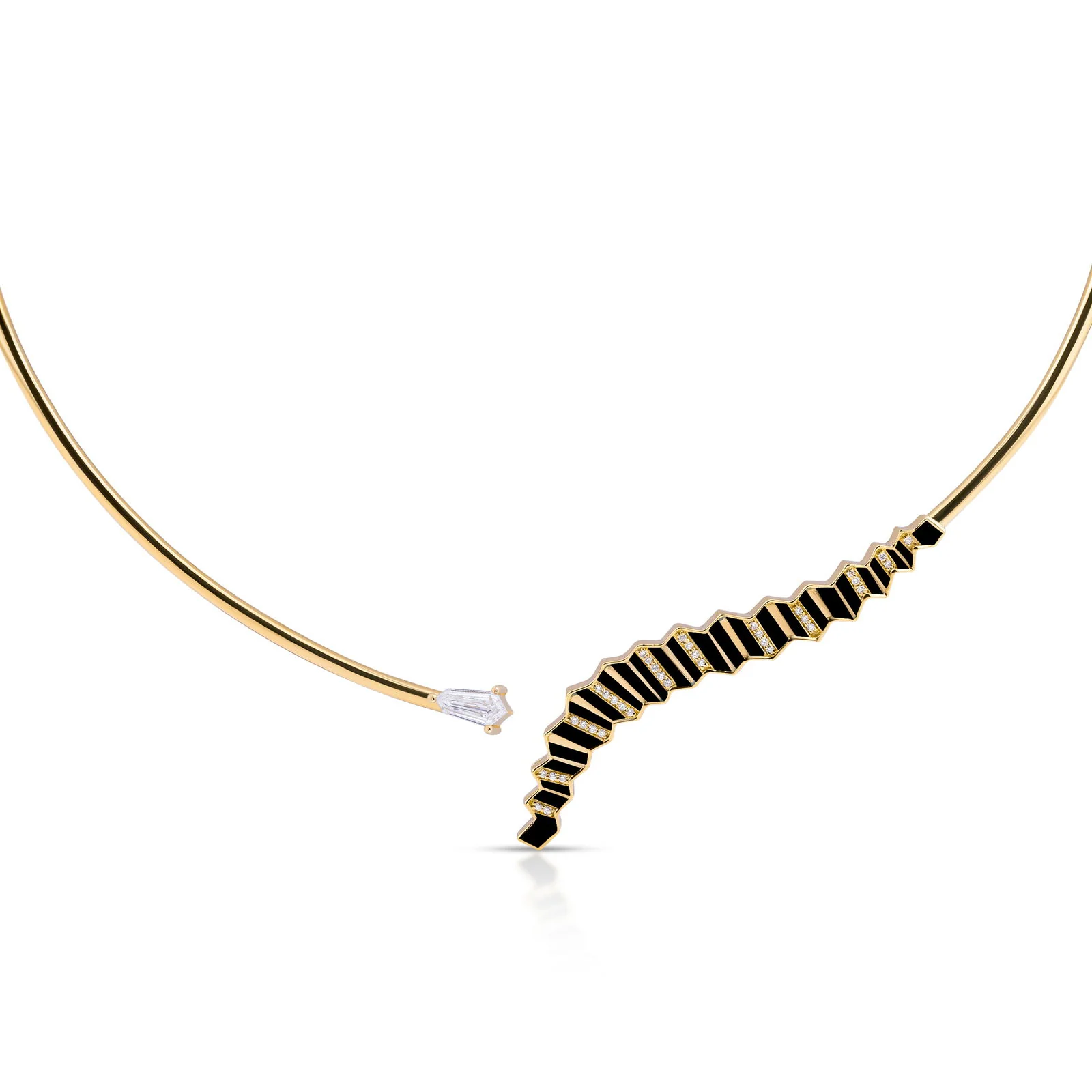 Pleated Eva Diamond Gold Choker - Image 5