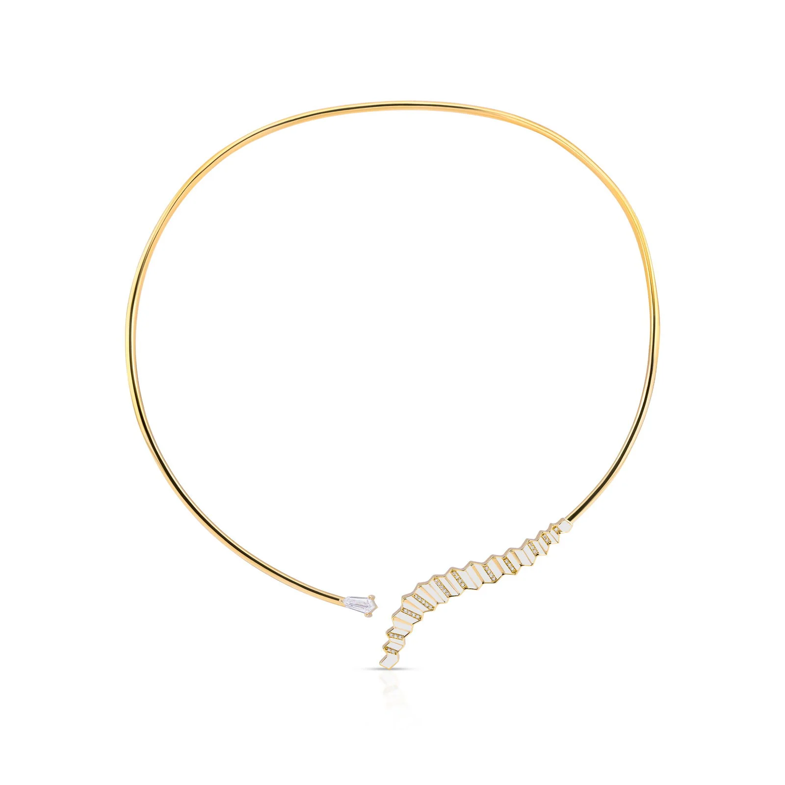 Pleated Eva Diamond Gold Choker - Image 6
