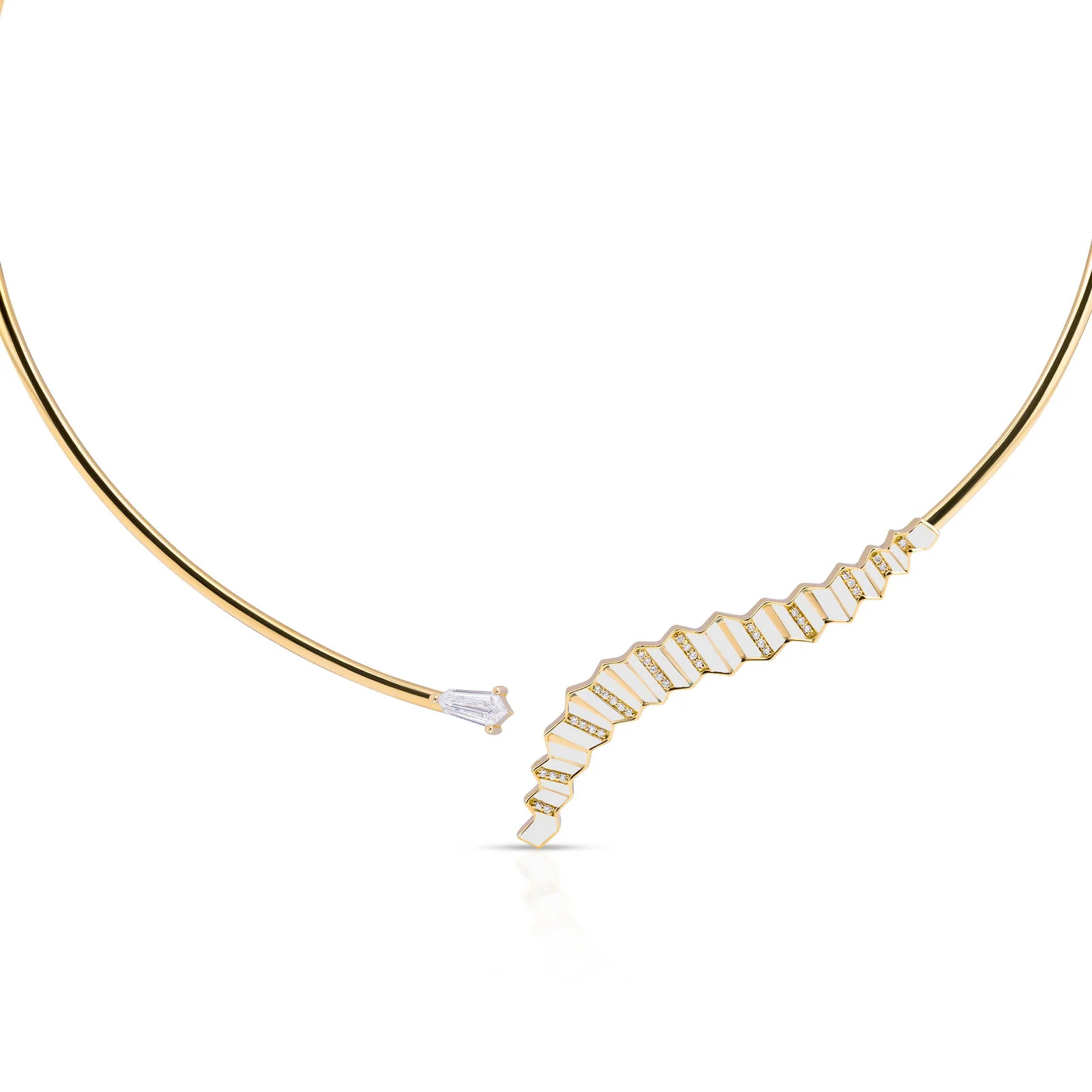 Pleated Eva Diamond Gold Choker - Image 7