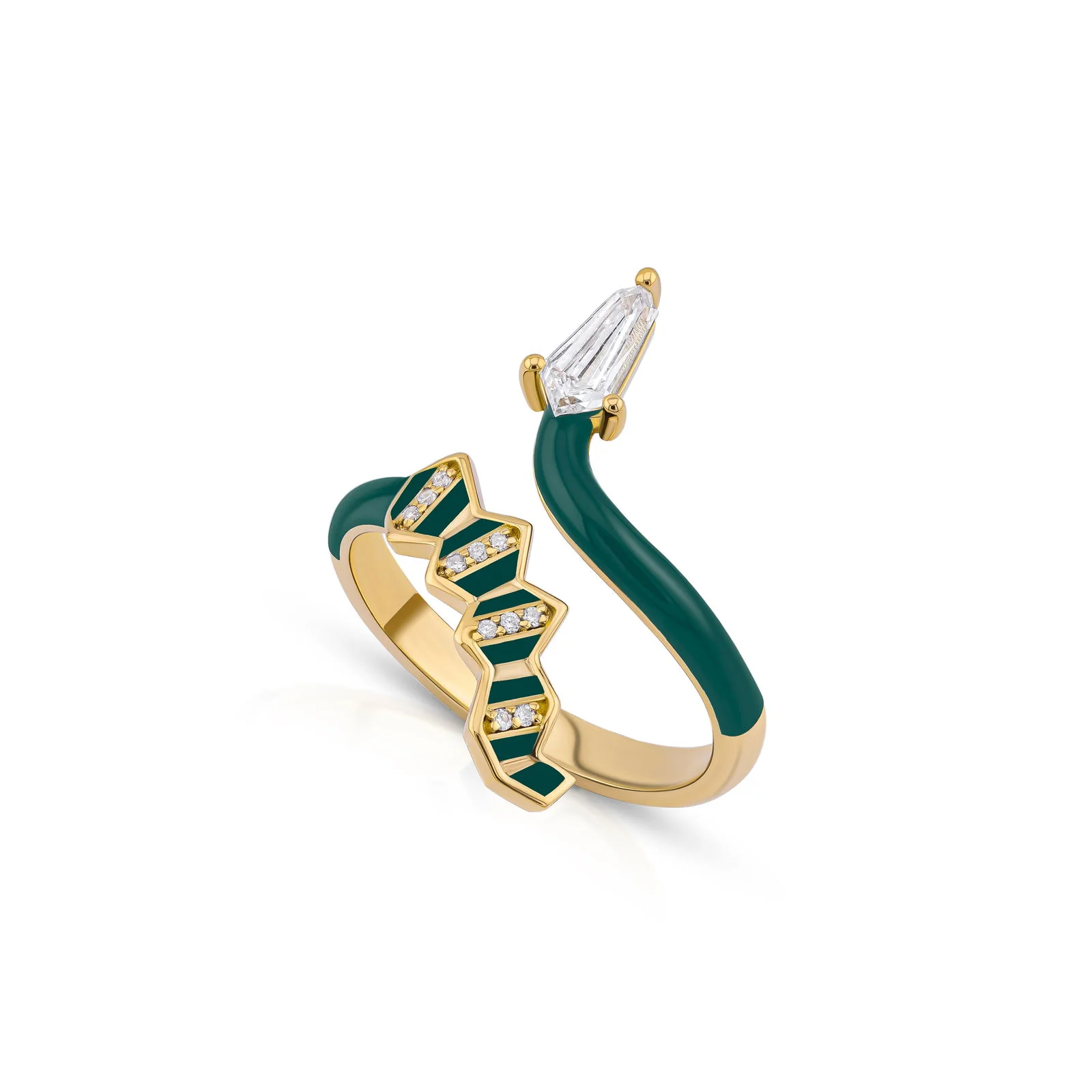 Pleated Serpentine Diamond Ring - Image 6