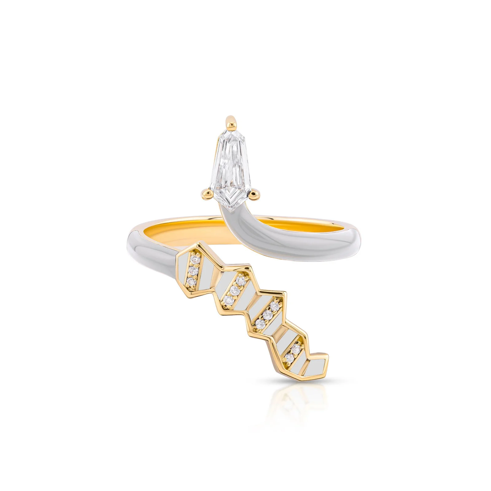 Pleated Serpentine Diamond Ring - Image 8