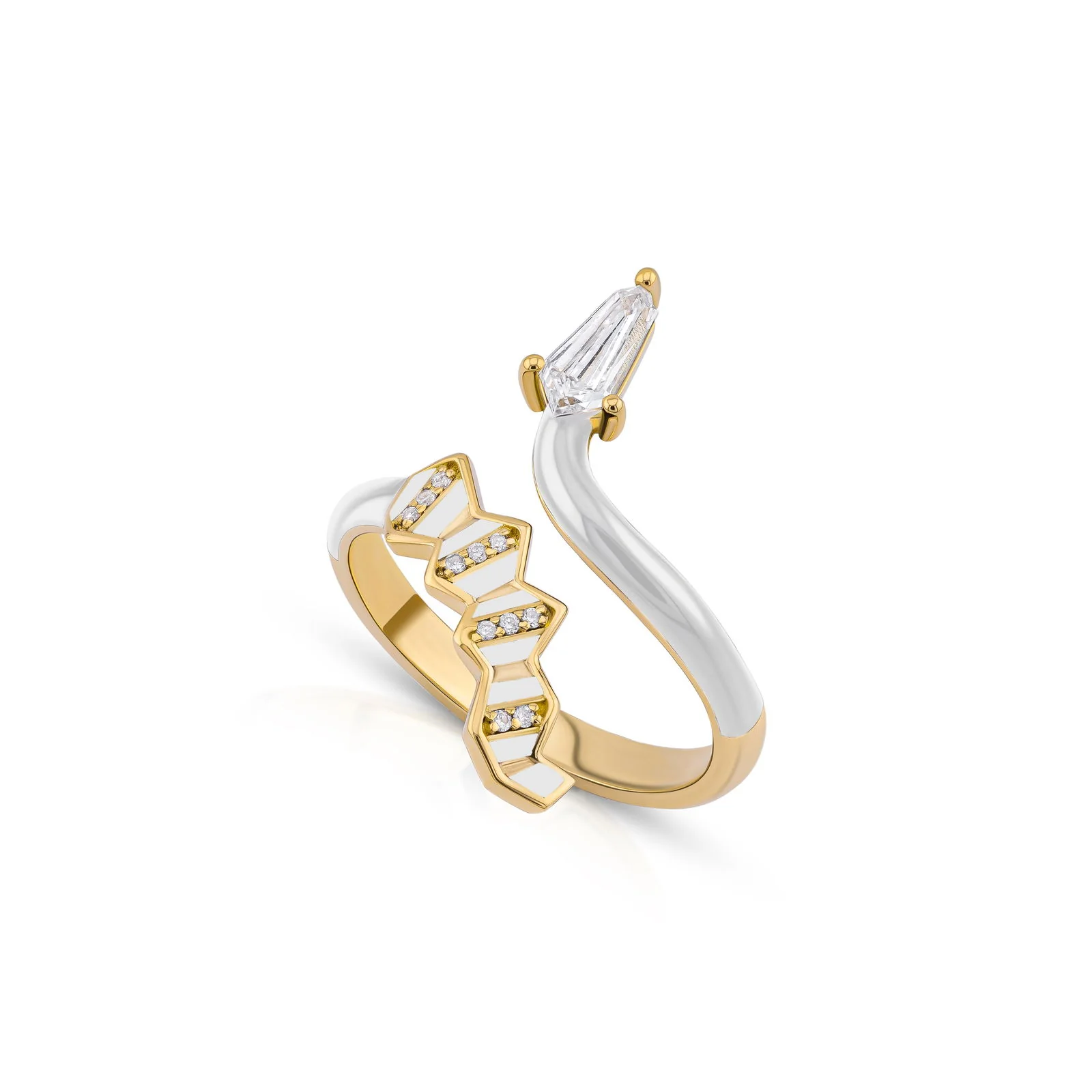 Pleated Serpentine Diamond Ring - Image 9
