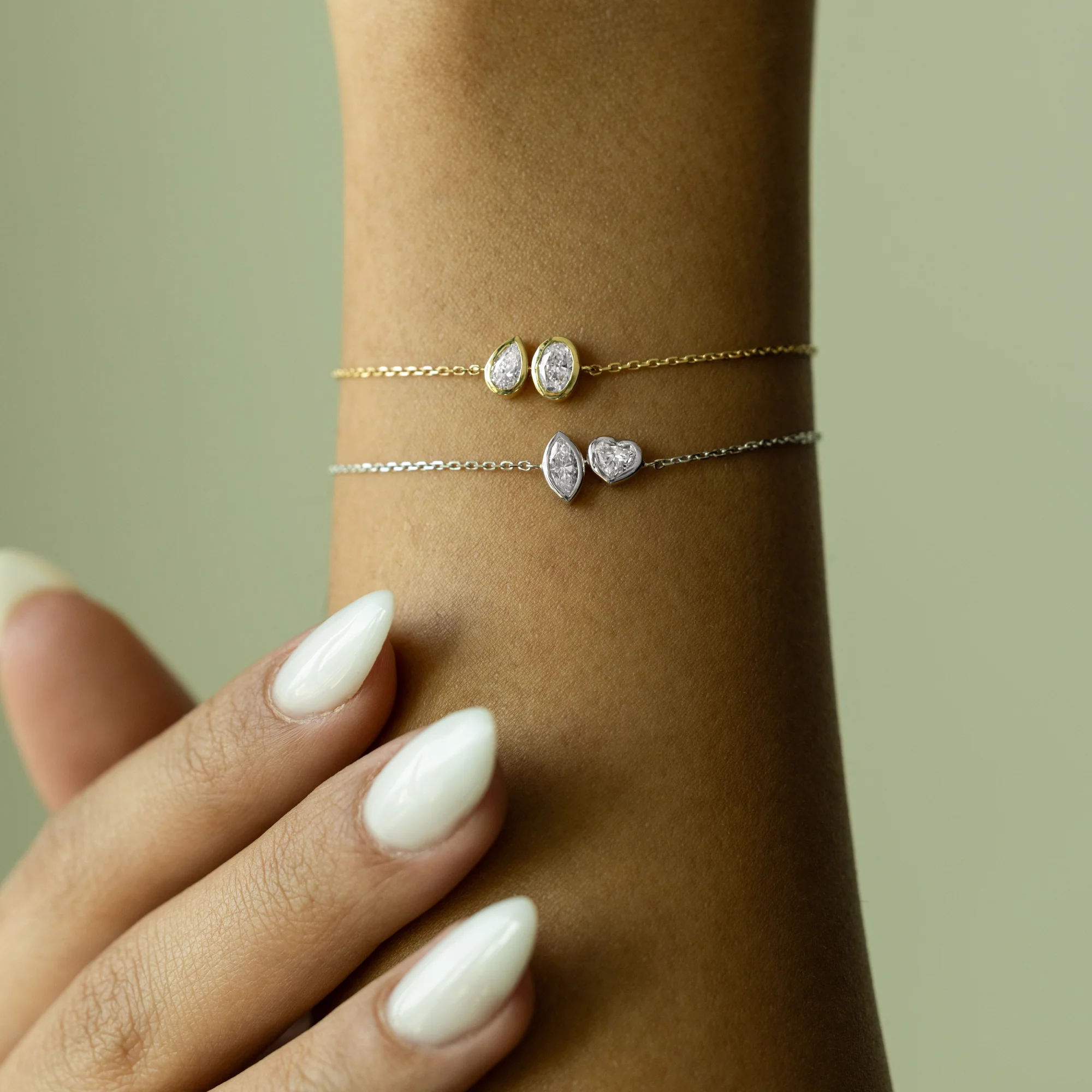 Toi et Moi Bezel Diamond Bracelet – Heart & Marquise - Image 3