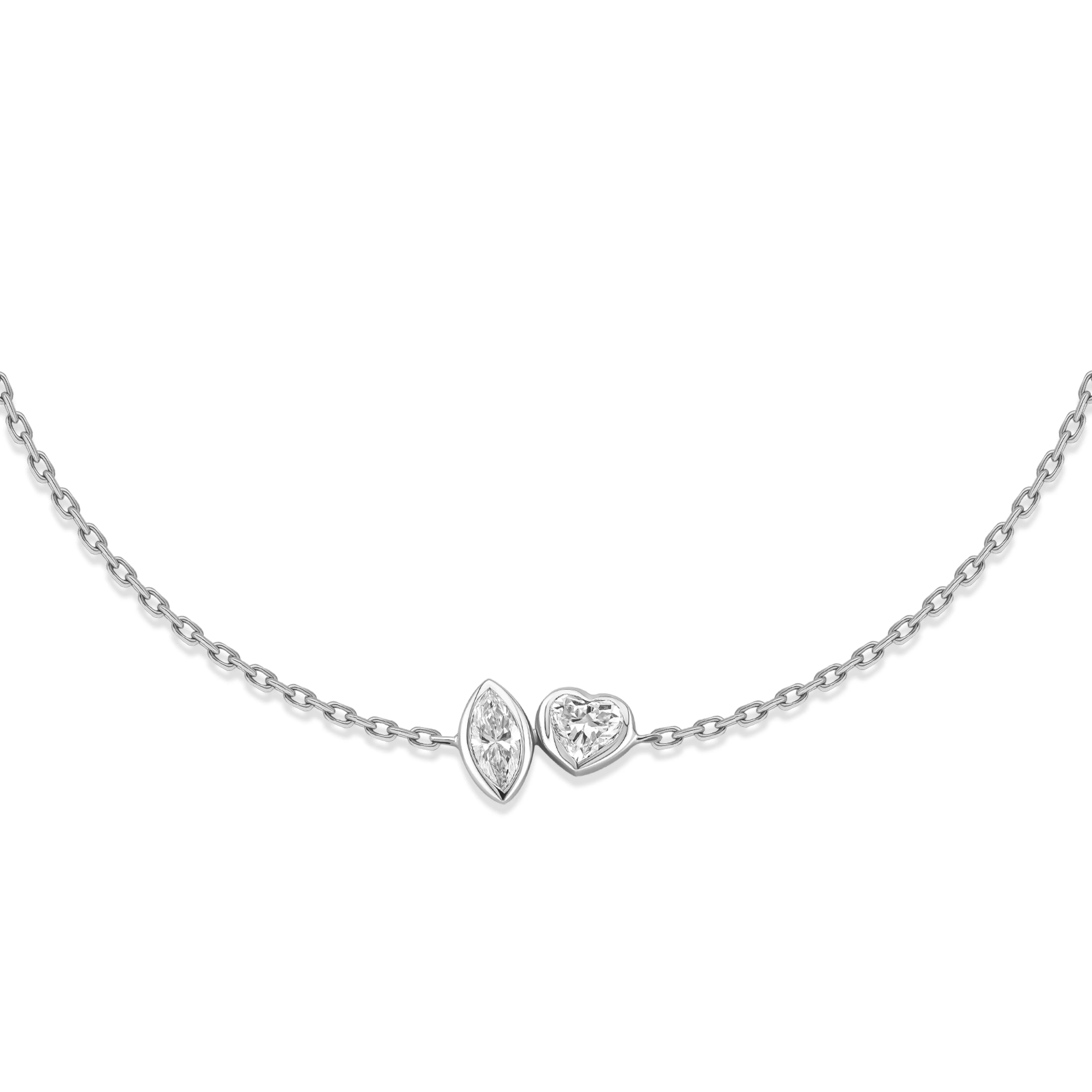 Toi et Moi Bezel Diamond Bracelet – Heart & Marquise - Image 5