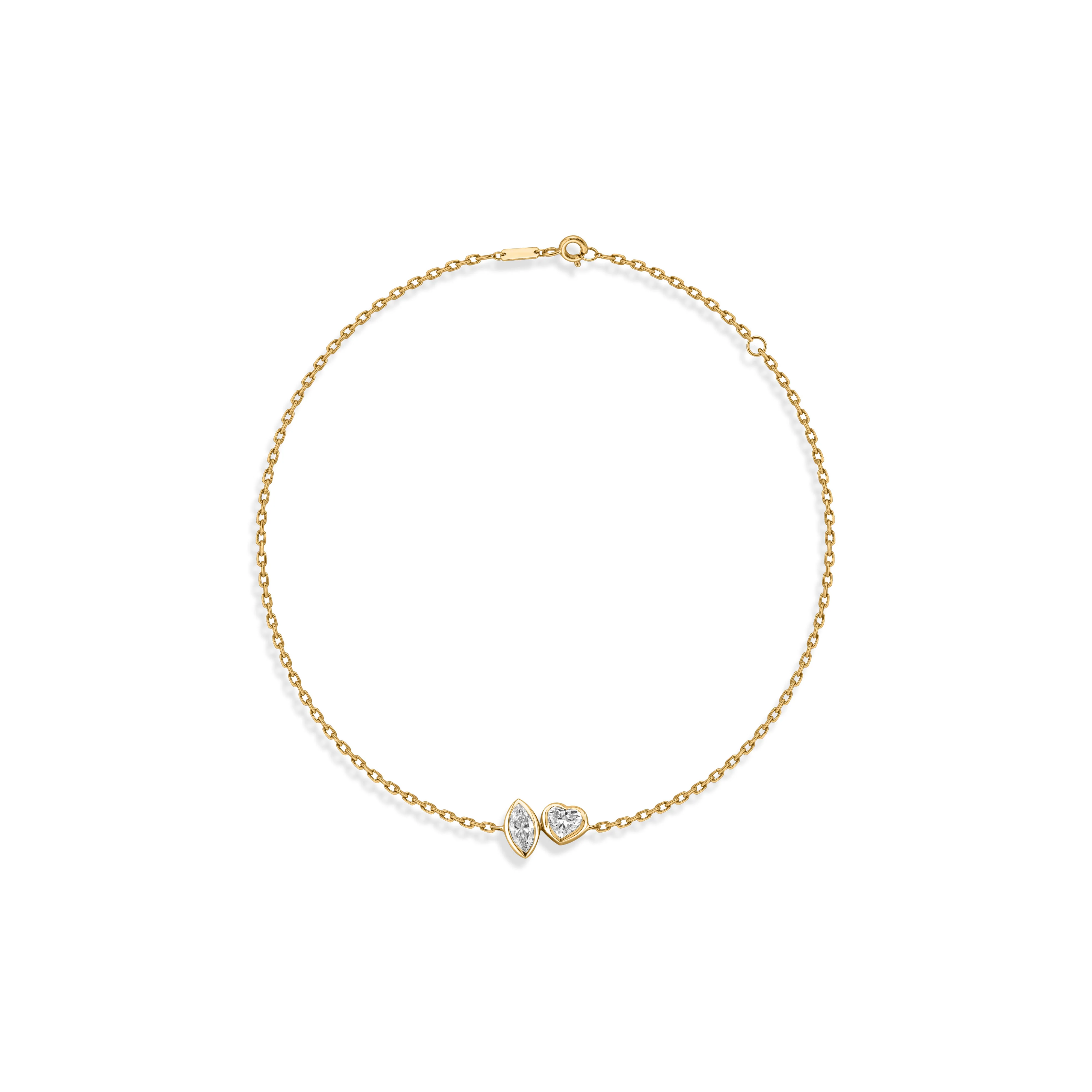 Toi et Moi Bezel Diamond Bracelet – Heart & Marquise - Image 7