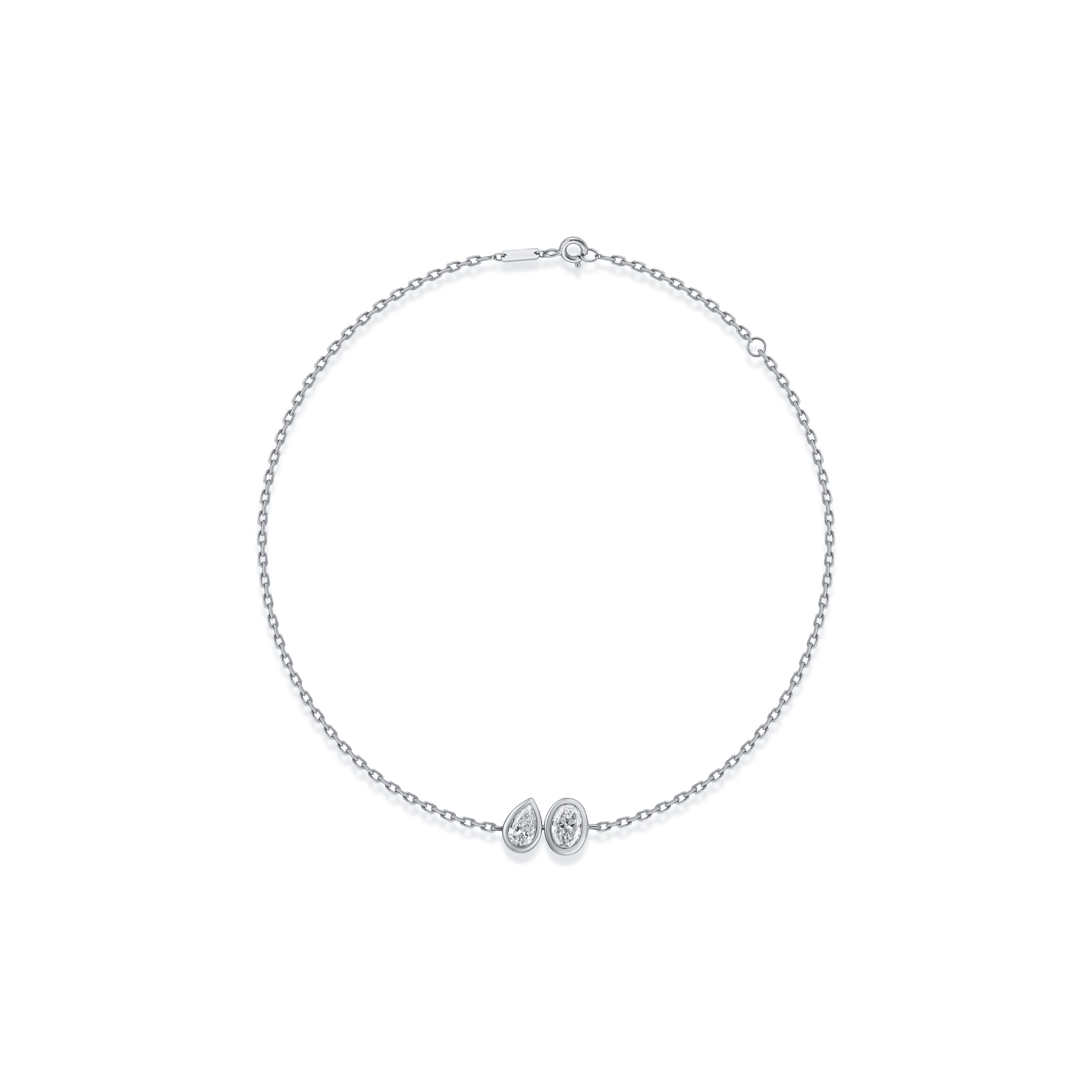 Toi et Moi Bezel Diamond Bracelet – Oval & Pear - Image 7