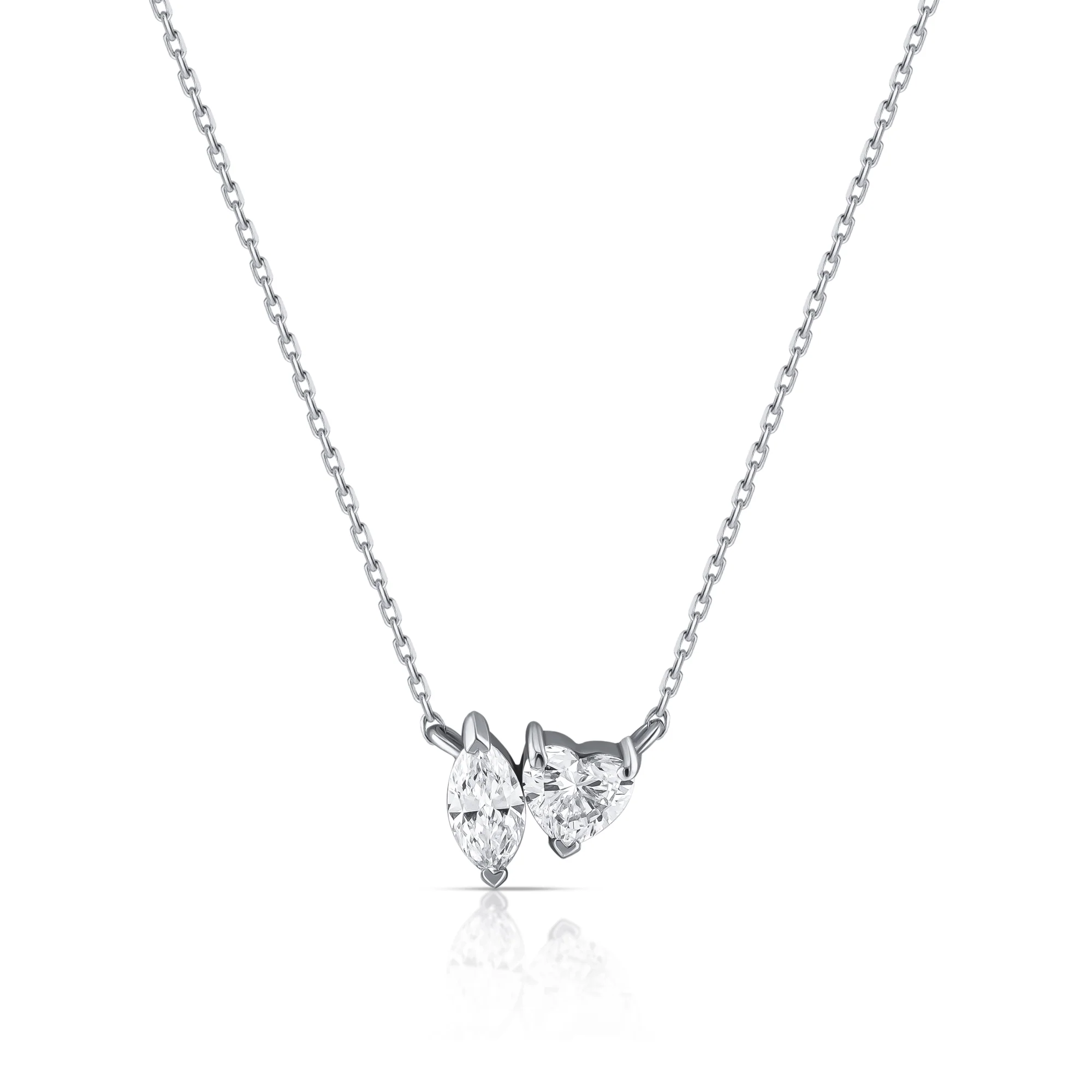 Toi et Moi Diamond Necklace – Heart & Marquise