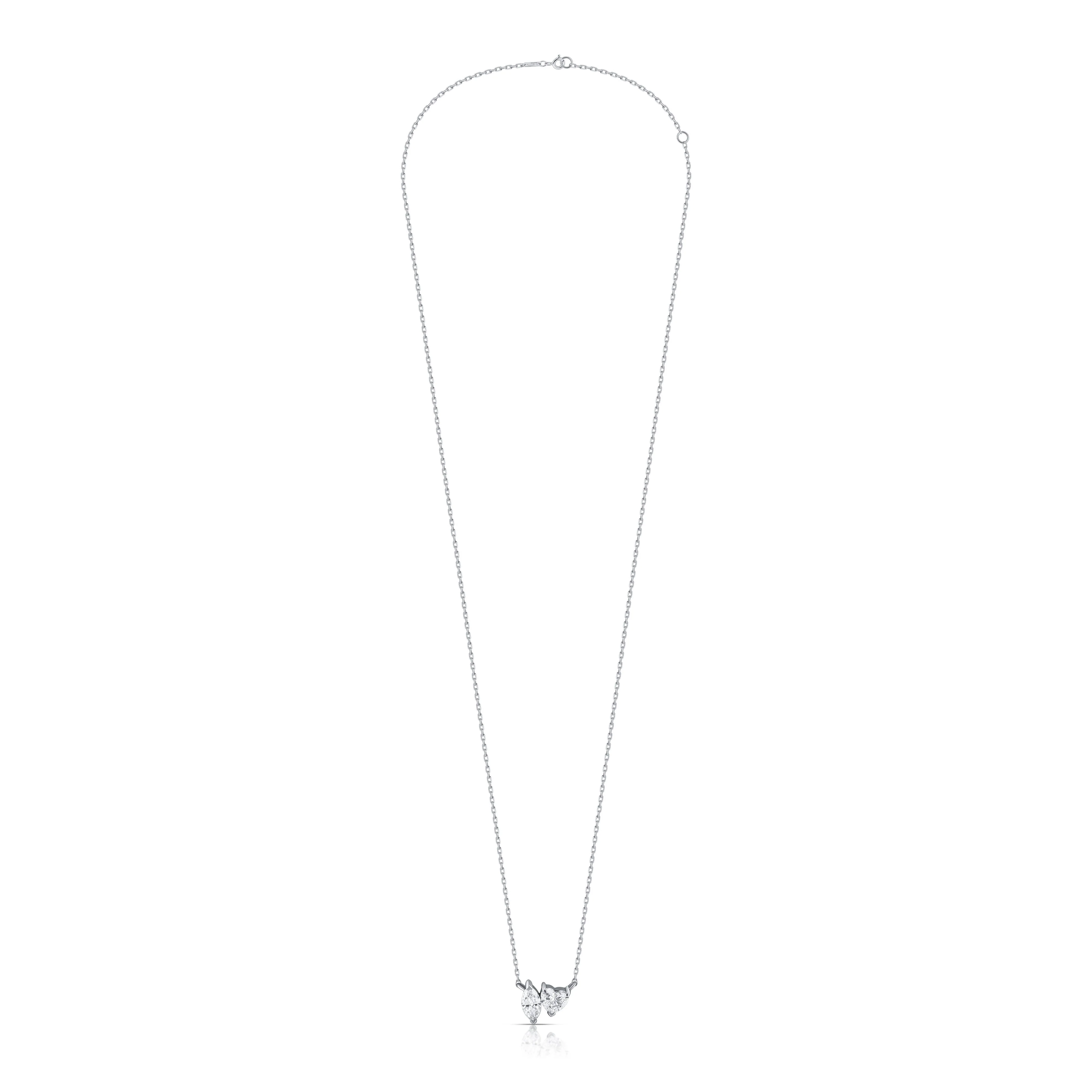 Toi et Moi Diamond Necklace – Heart & Marquise - Image 5
