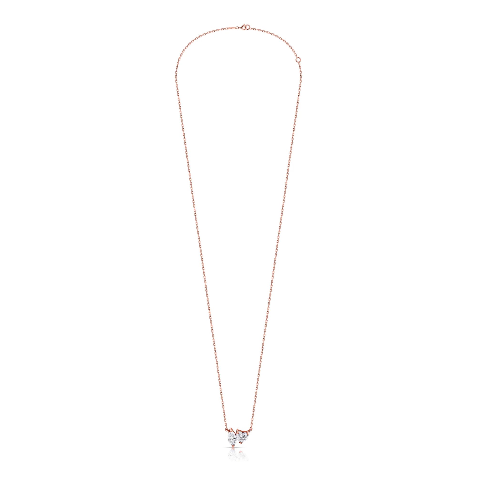 Toi et Moi Diamond Necklace – Heart & Marquise - Image 7