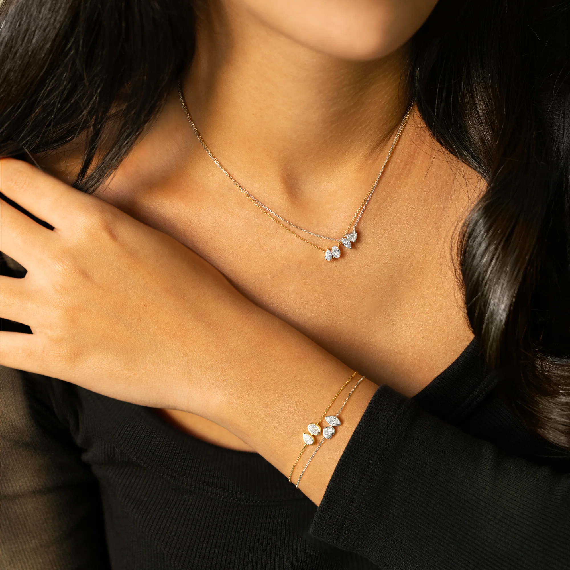 Toi et Moi Bezel Diamond Bracelet – Heart & Marquise - Image 4