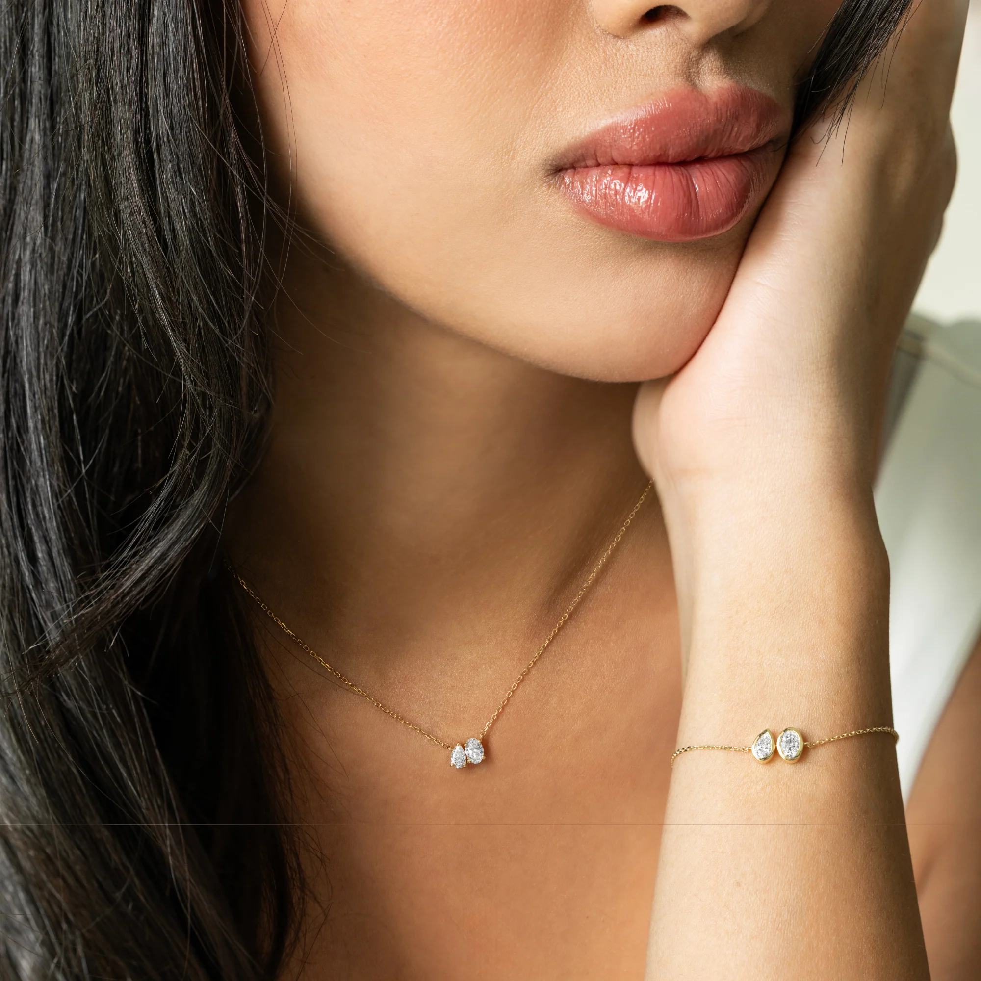 Toi et Moi Bezel Diamond Bracelet – Oval & Pear - Image 3