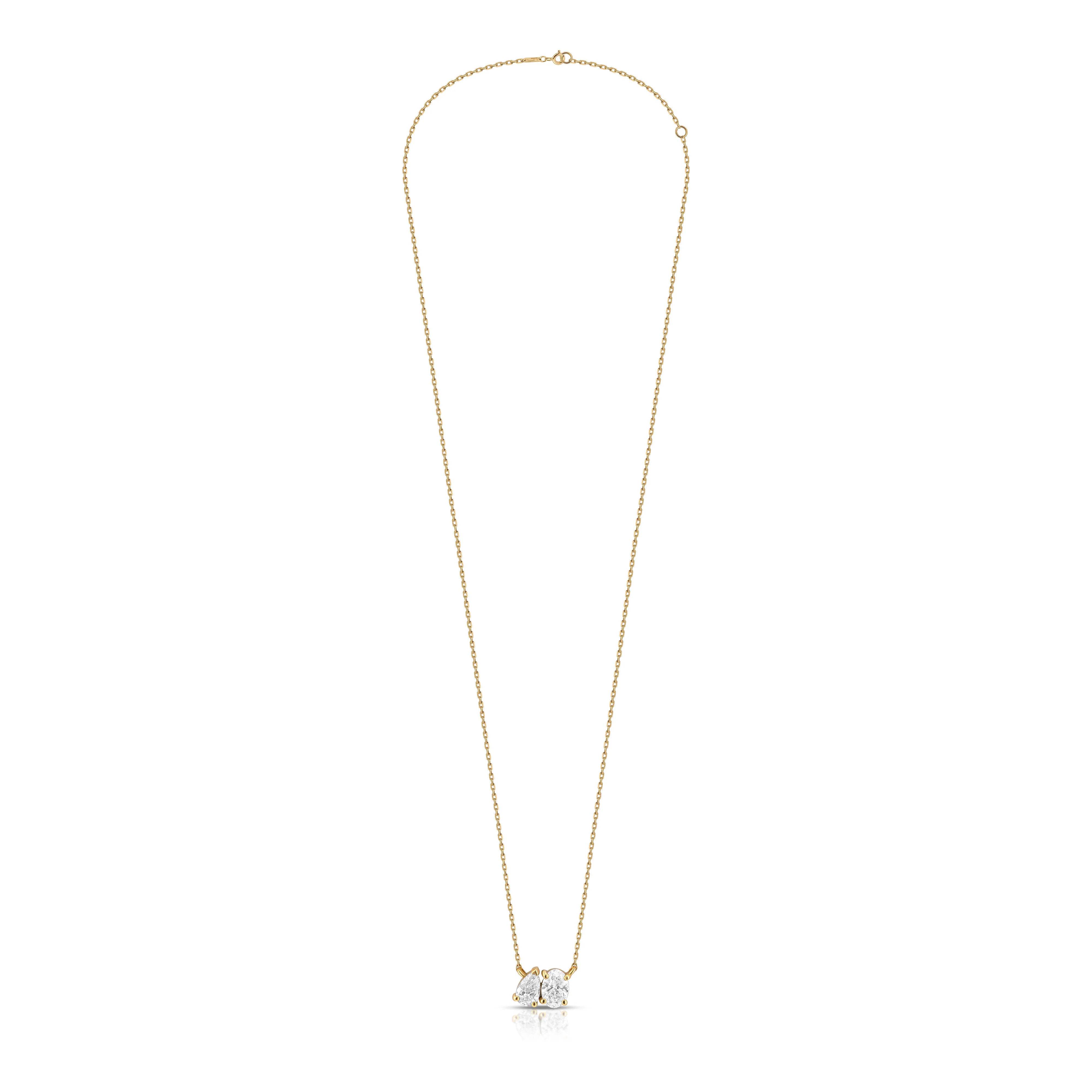 Toi et Moi Diamond Necklace – Oval & Pear - Image 6