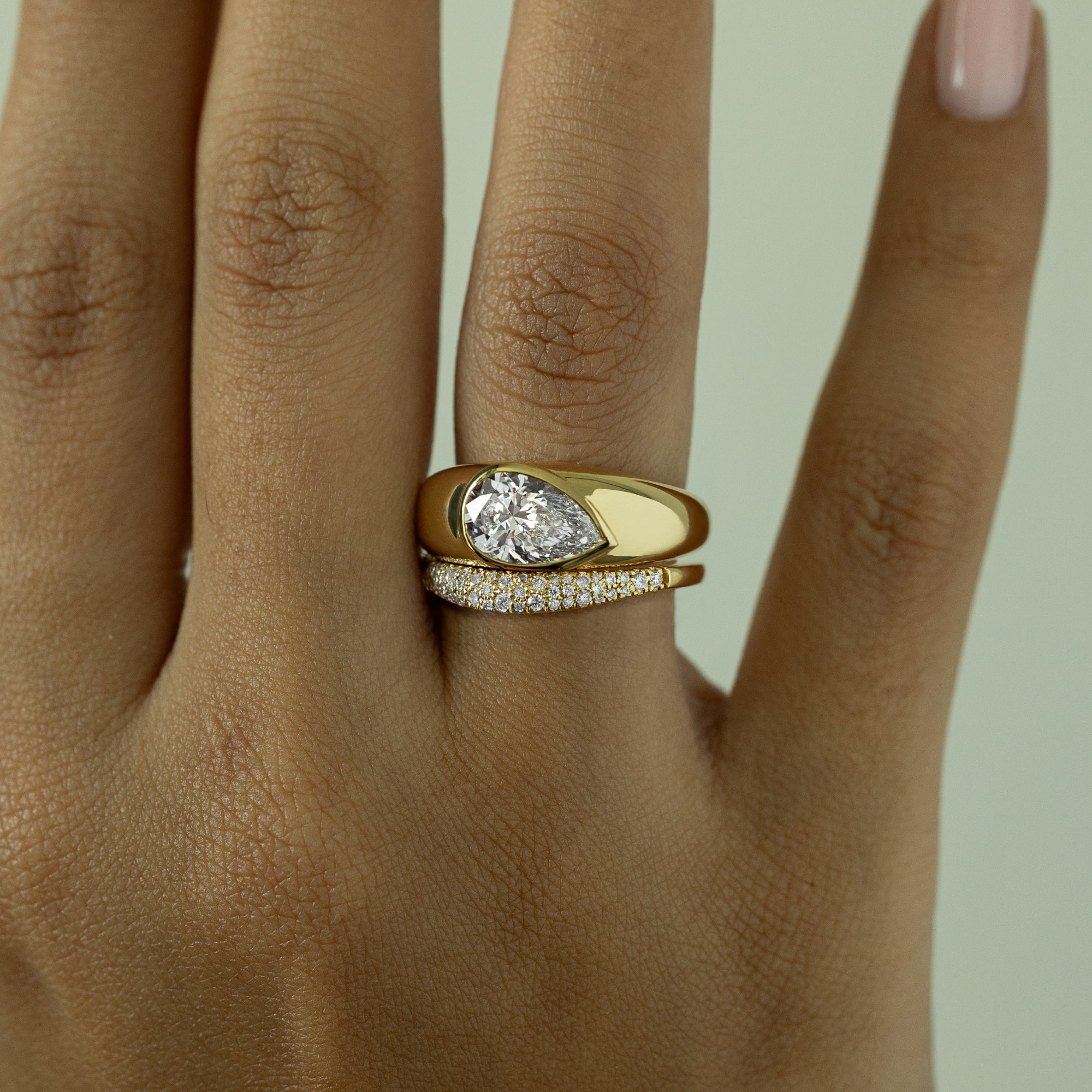 Zia Dome Pear Engagement Ring - Image 4